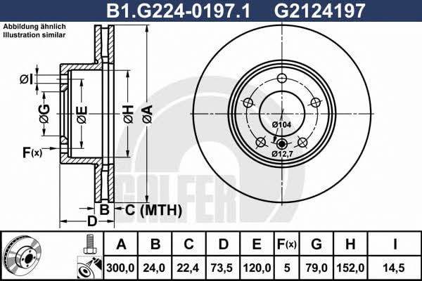Galfer B1.G224-0197.1 Front brake disc ventilated B1G22401971