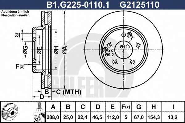 Galfer B1.G225-0110.1 Front brake disc ventilated B1G22501101