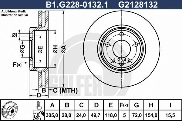 Galfer B1.G228-0132.1 Front brake disc ventilated B1G22801321