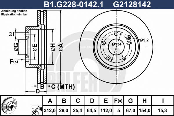 Galfer B1.G228-0142.1 Front brake disc ventilated B1G22801421