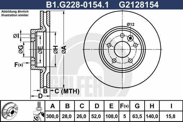 Galfer B1.G228-0154.1 Front brake disc ventilated B1G22801541