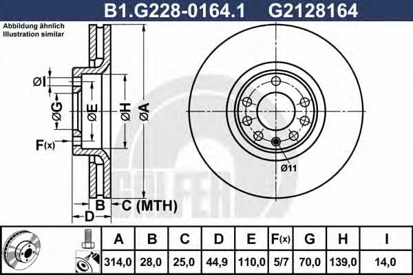 Galfer B1.G228-0164.1 Front brake disc ventilated B1G22801641