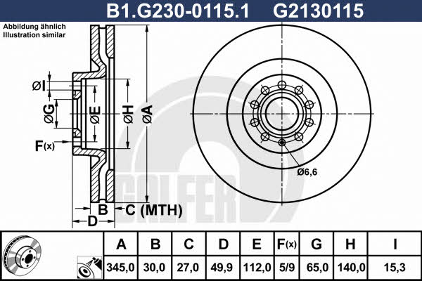 Galfer B1.G230-0115.1 Front brake disc ventilated B1G23001151