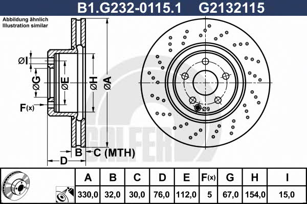 Galfer B1.G232-0115.1 Front brake disc ventilated B1G23201151