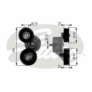 Gates T38167 V-ribbed belt tensioner (drive) roller T38167