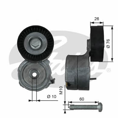 Gates T38423 V-ribbed belt tensioner (drive) roller T38423