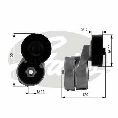 Gates T38443 V-ribbed belt tensioner (drive) roller T38443