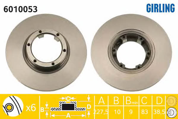 Girling 6010053 Unventilated front brake disc 6010053