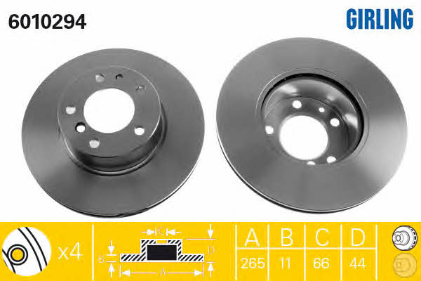 Girling 6010294 Rear brake disc, non-ventilated 6010294