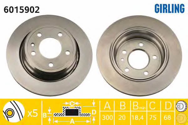 Girling 6015902 Rear ventilated brake disc 6015902