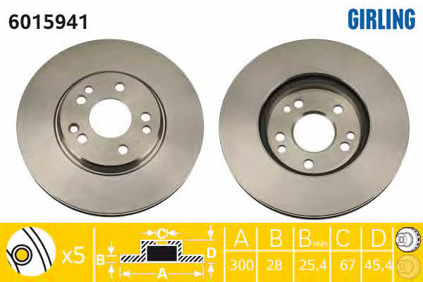 Girling 6015941 Front brake disc ventilated 6015941