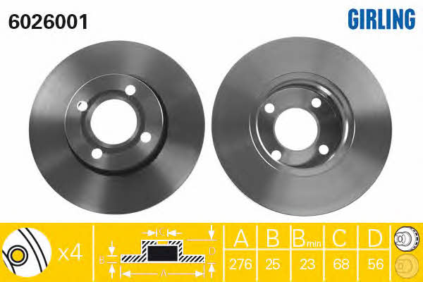 Girling 6018054 Rear brake disc, non-ventilated 6018054