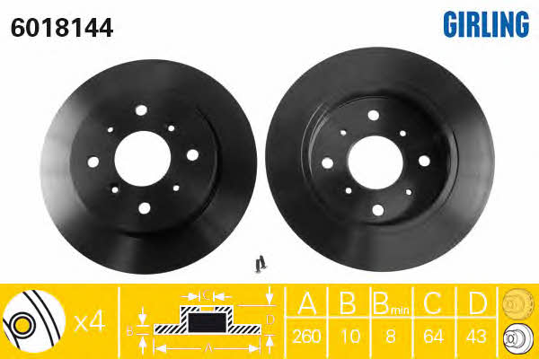 Girling 6018144 Rear brake disc, non-ventilated 6018144