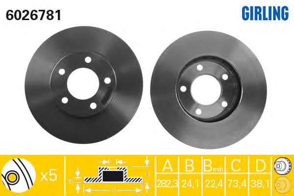 Girling 6026781 Front brake disc ventilated 6026781