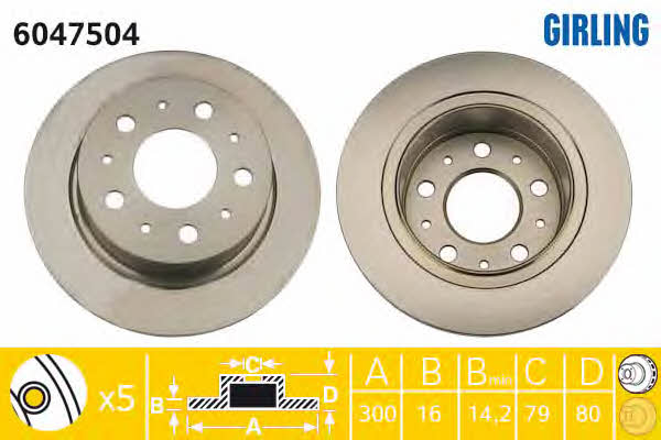 Girling 6047504 Rear brake disc, non-ventilated 6047504