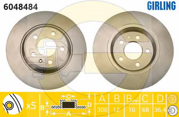 Girling 6048484 Rear brake disc, non-ventilated 6048484