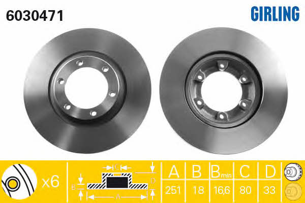 Girling 6030471 Front brake disc ventilated 6030471