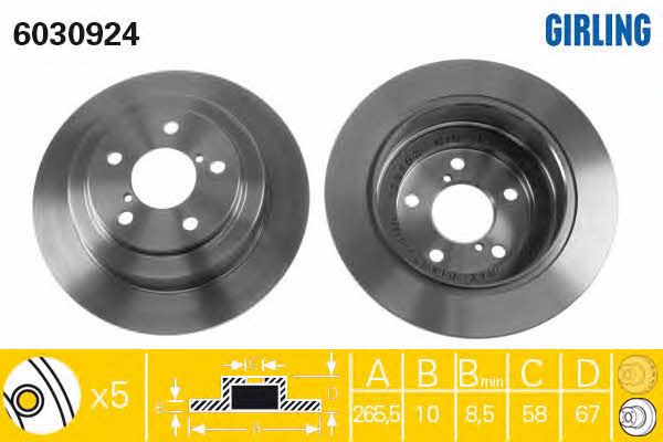 Girling 6030924 Rear brake disc, non-ventilated 6030924