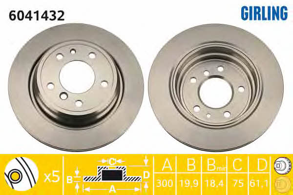 Girling 6041432 Rear ventilated brake disc 6041432