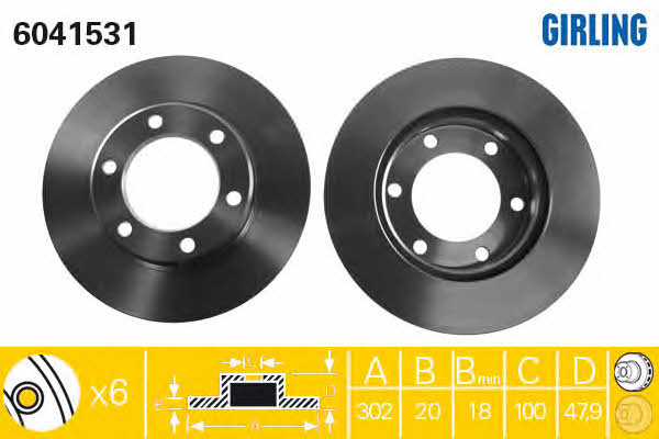 Girling 6041531 Front brake disc ventilated 6041531