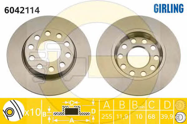 Girling 6042114 Rear brake disc, non-ventilated 6042114