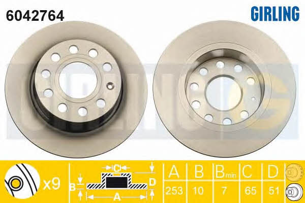 Girling 6042764 Rear brake disc, non-ventilated 6042764
