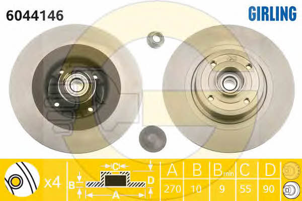 Girling 6044146 Rear brake disc, non-ventilated 6044146