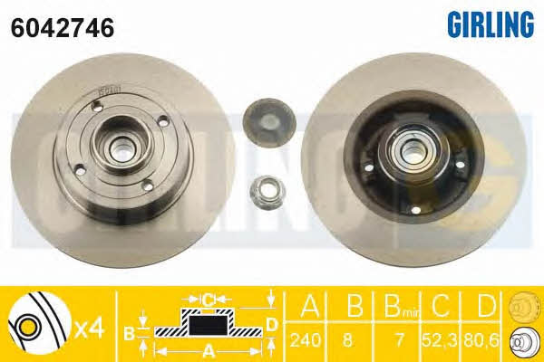 Girling 6042746 Rear brake disc, non-ventilated 6042746