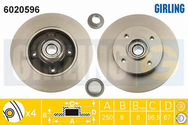 Girling 6020596 Rear brake disc, non-ventilated 6020596