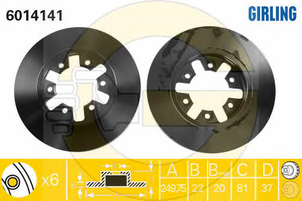 Girling 6014141 Front brake disc ventilated 6014141