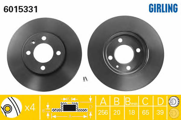 Girling 6015331 Front brake disc ventilated 6015331