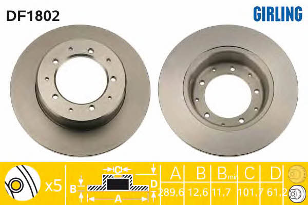Girling 6018024 Rear brake disc, non-ventilated 6018024