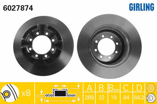 Girling 6027874 Rear brake disc, non-ventilated 6027874
