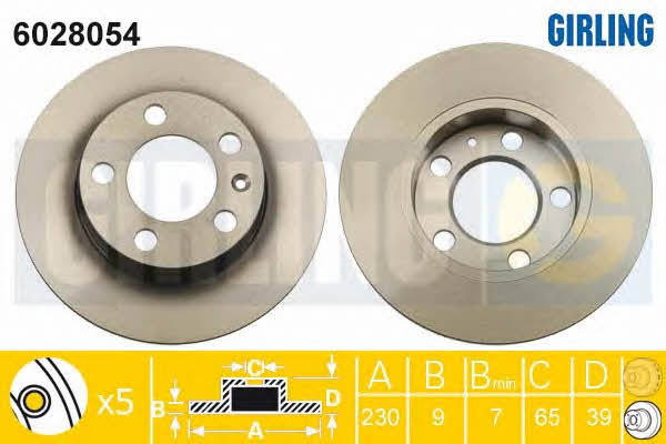 Girling 6028054 Rear brake disc, non-ventilated 6028054