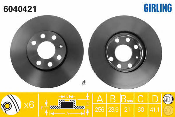 Girling 6040421 Front brake disc ventilated 6040421