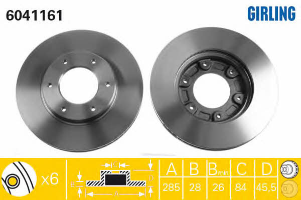 Girling 6041161 Front brake disc ventilated 6041161