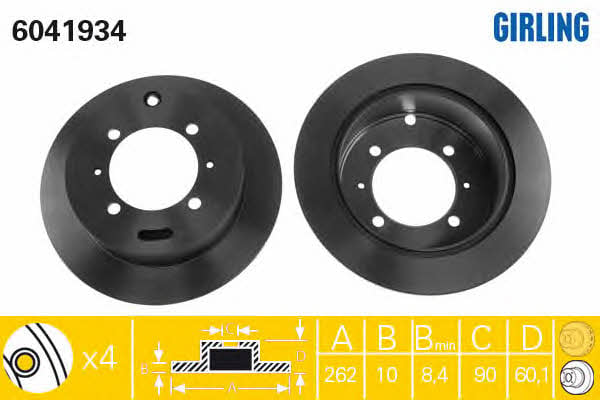 Girling 6041934 Rear brake disc, non-ventilated 6041934