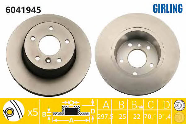 Girling 6041945 Front brake disc ventilated 6041945