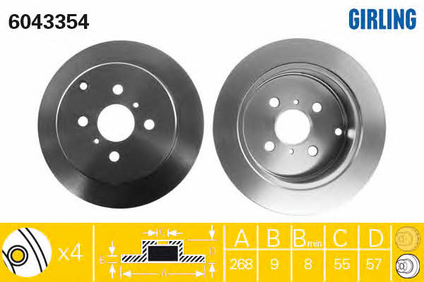 Girling 6043354 Rear brake disc, non-ventilated 6043354