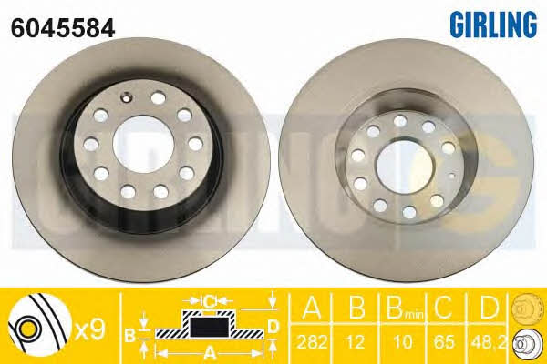 Girling 6045584 Rear brake disc, non-ventilated 6045584