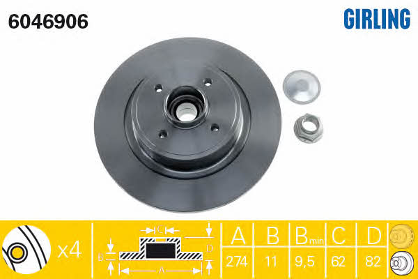 Girling 6046906 Rear brake disc, non-ventilated 6046906