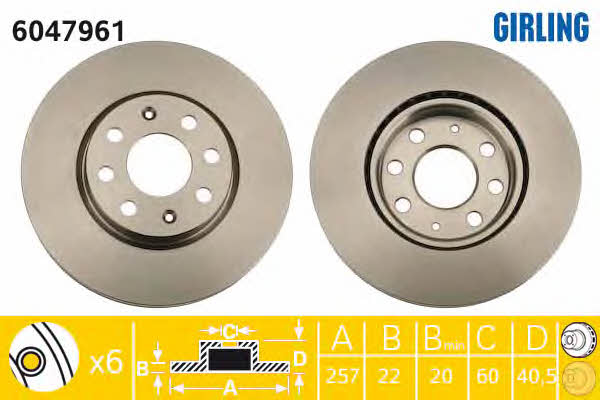 Girling 6047961 Front brake disc ventilated 6047961