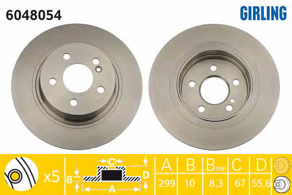 Girling 6048054 Rear brake disc, non-ventilated 6048054
