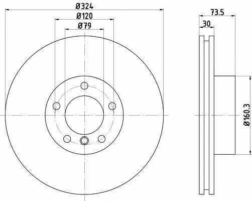 Hella-Pagid 8DD 355 107-711 Front vented brake disc 8DD355107711 8DD355107711 Hella-Pagid Front vented brake disc