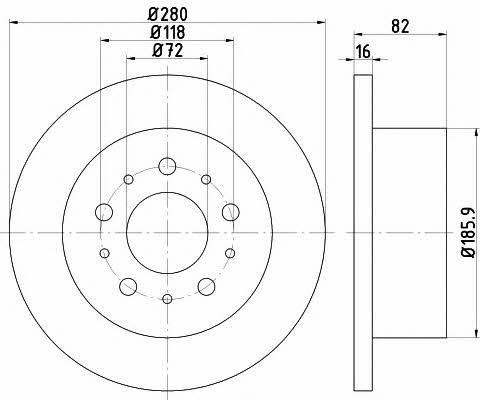 Hella-Pagid 8DD 355 113-711 Rear brake disc, non-ventilated 8DD355113711