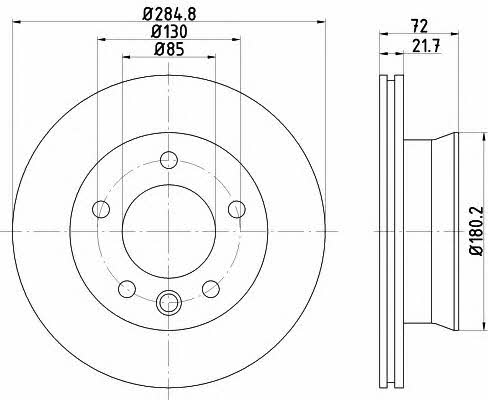 Hella-Pagid 8DD 355 118-051 Front brake disc ventilated 8DD355118051