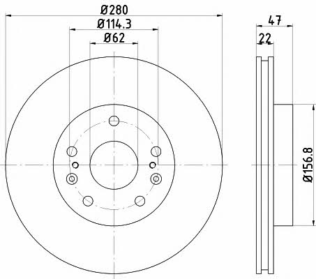 Hella-Pagid 8DD 355 120-521 Front brake disc ventilated 8DD355120521