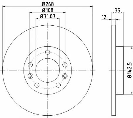Hella-Pagid 8DD 355 120-491 Rear brake disc, non-ventilated 8DD355120491