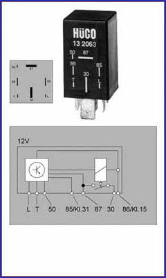 Huco 132063 Glow plug relay 132063