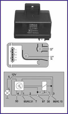 Huco 132083 Glow plug relay 132083